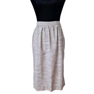 Vintage 70s Beige Ramie Neutral Minimalist Skirt Women Size M